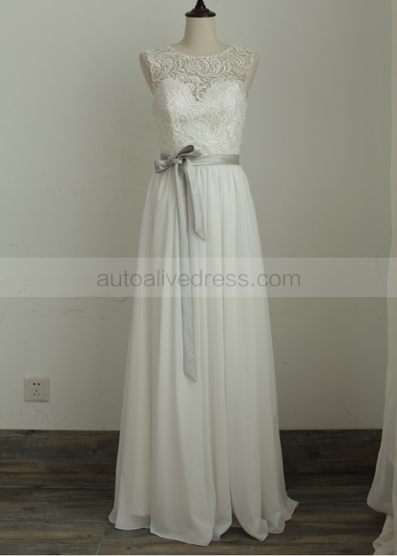 Lace Chiffon Cheap Modest Wedding Dress